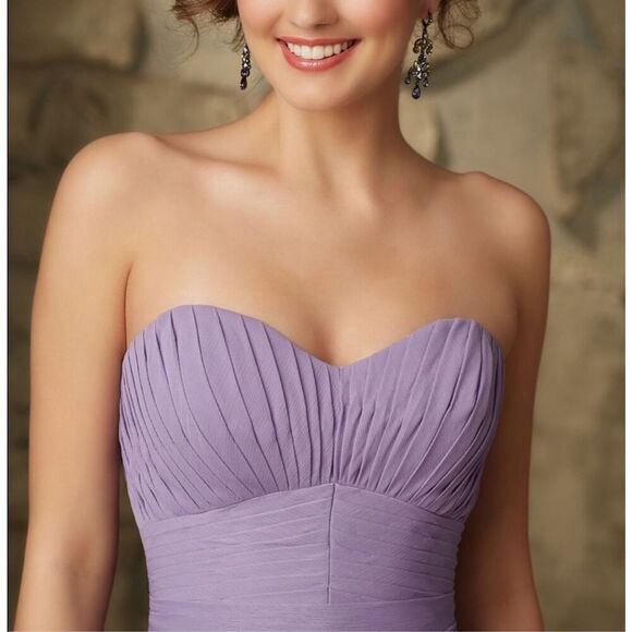 Morilee NEW size 10 strapless Luxe Chiffon Long Dress in Violet - Style 20462 - Picture 2 of 6